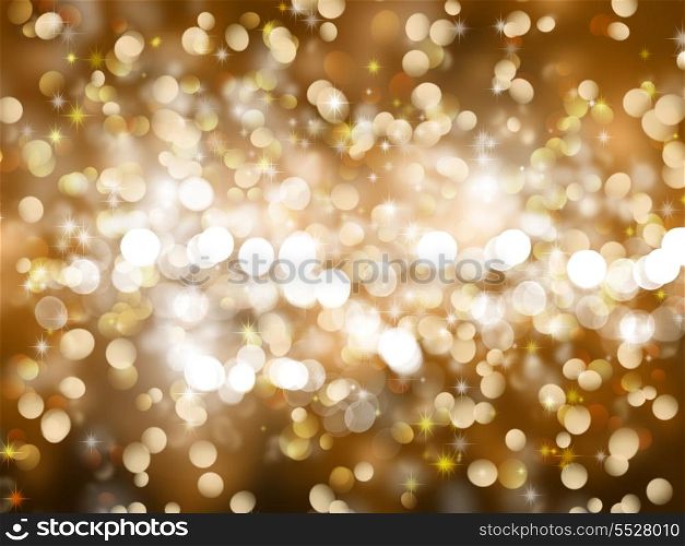 Gold Christmas background with sparkles and stars