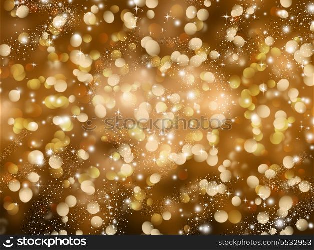 Gold Christmas background with sparkles and stars design