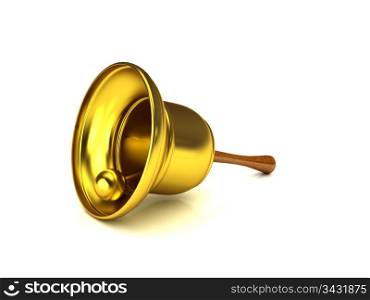 Gold christmas handbell over white. Computer generated image