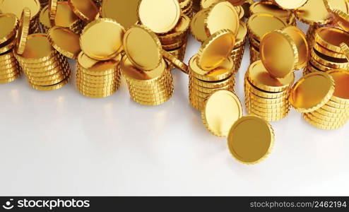 Gold coin on white background 3D render