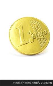 gold coin one euro isolated on white