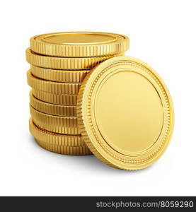 Gold coins. Gold coins isolated on a white background.