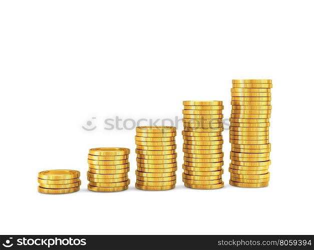 Gold coins. Gold coins isolated on a white background.
