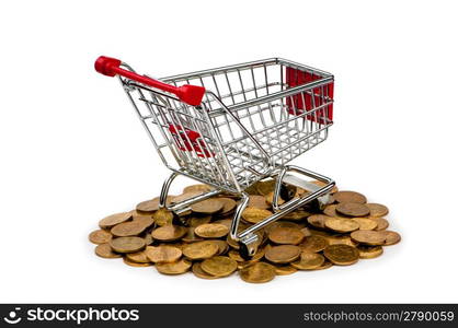 Gold coins in shopping cart