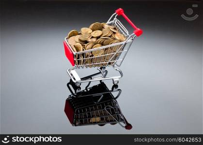 Gold coins in shopping cart