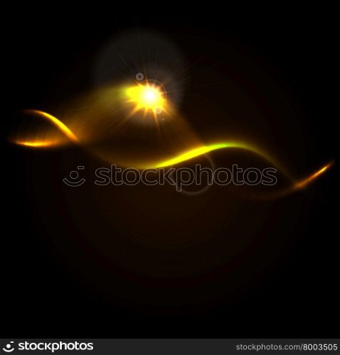 Gold color glow waves background. Gold color glow waves abstract background with lens flare design