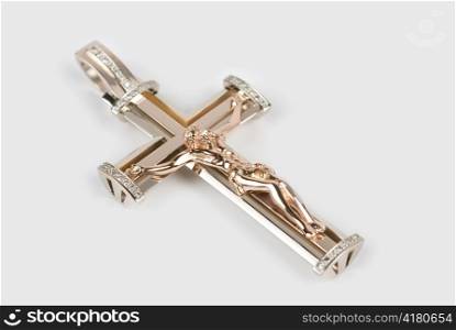 gold cross isolated on a white background