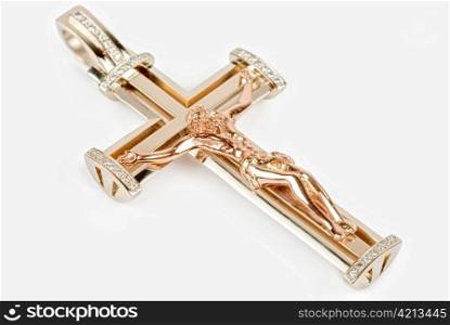 gold cross isolated on a white background