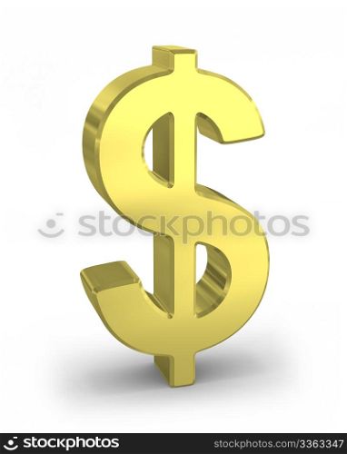 Gold dollar sign isolated on white background