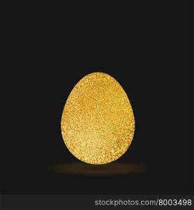 Gold easter egg sparkles on black background. Gold egg sparkles on black background. Gold glitter design for easter celebration event
