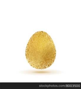 Gold easter egg sparkles on white background. Gold egg sparkles on white background. Gold glitter design for easter celebration event