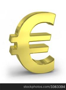 Gold euro sign isolated on white background