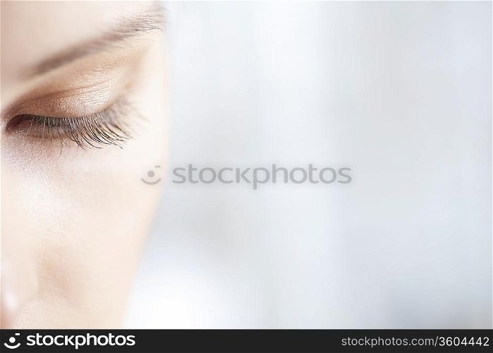 Gold eye shadow on caucasian woman