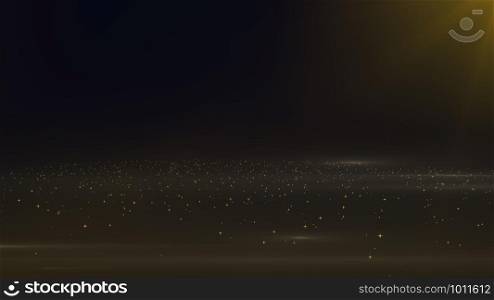 Gold Floating Dust Particles and Fog with Flare on space Background animation 3D rendering
