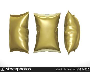 Gold foil pouch use for your product like snack package with clipping path