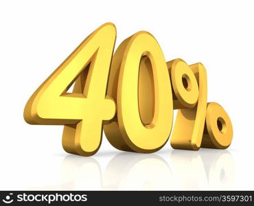 Gold forty percent, isolated on white background. 40%