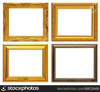 Gold frame Collection on white background