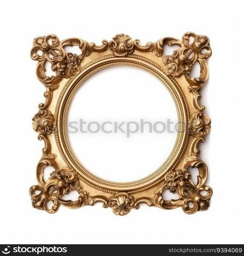 Gold frame Elegant vintage Isolated on white background. for print, website, poster, banner, logo, celebration