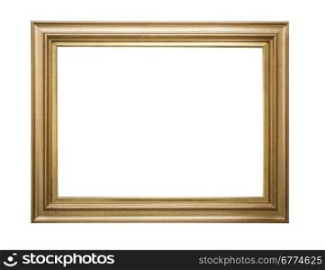 Gold frame. Gold/gilded arts and crafts pattern picture frame. Isolated on white