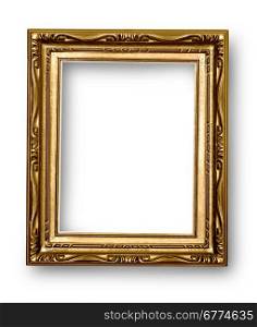 Gold frame isolated on white background with clipping path
