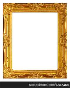Gold frame on white background