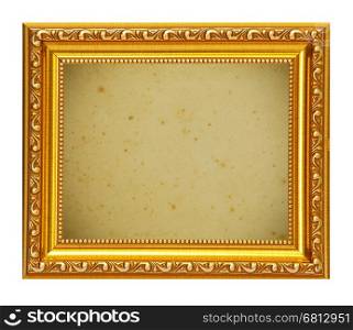 Gold frame with old paper background