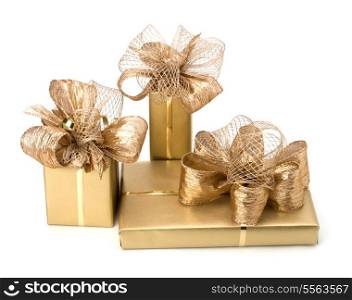 Gold gifts isolated on white background