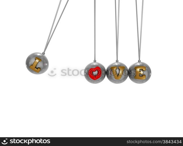 Gold glitter love text on matallic momentum with clipping path