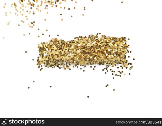 Gold glitter texture isolated on white. Abstract background.