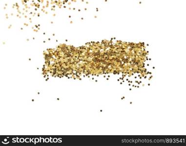 Gold glitter texture isolated on white. Abstract background.