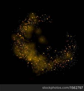 Gold glittering star magic dust on background.Particles for your product.