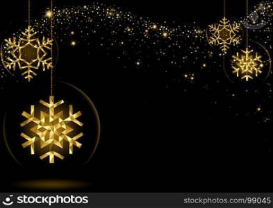 Gold Glowing Christmas Snowflakes