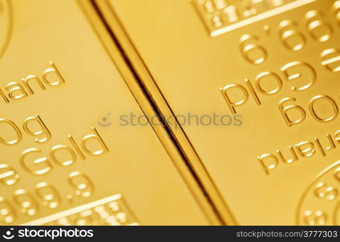 gold ingot background. closeup.