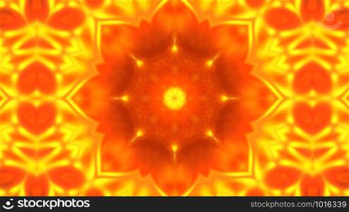 Gold kaleidoscope flower patterns, Abstract background animation 3D rendering