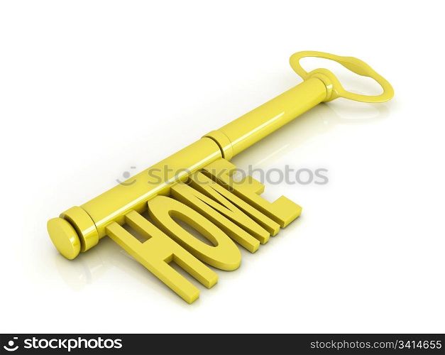 Gold key, home concept illustration