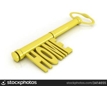 Gold key, home concept illustration