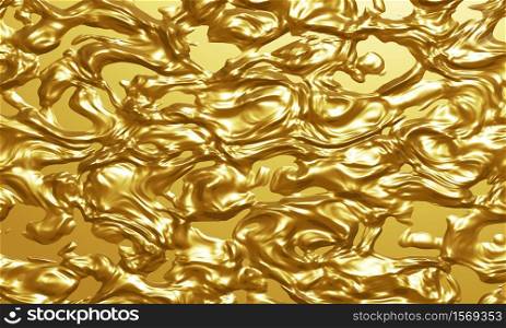 Gold liquid texture background 3D render