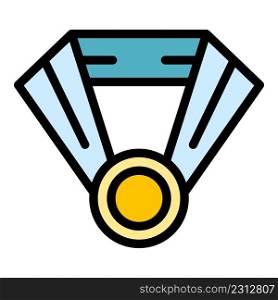 Gold medal icon. Outline gold medal vector icon color flat isolated. Gold medal icon color outline vector