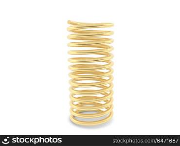 Gold metal spring on a white background. . Gold metal spring on a white background. 3d illustration.