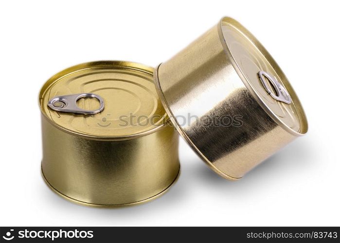 Gold metal tin canes isolated on white background