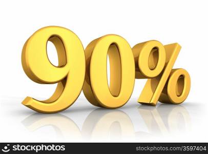 Gold ninety percent, isolated on white background. 90%