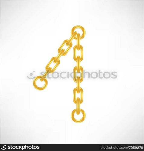 Gold Number 1 Isolated on White background. Gold Number 1