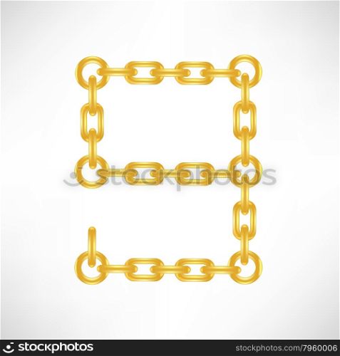 Gold Number 9 Isolated on White Background. Gold Number 9