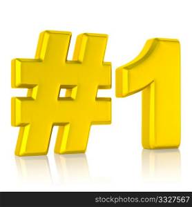 gold number one sign isolated on white background with clipping path