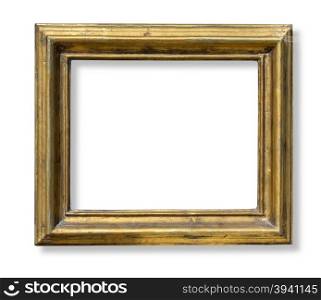 Gold old grunge frame isolated on white background