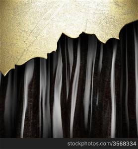 gold on black silk curtain