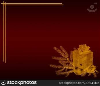 Gold on red Christmas card with open copy area for message (printed or electronic)