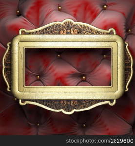 gold on red fabric background