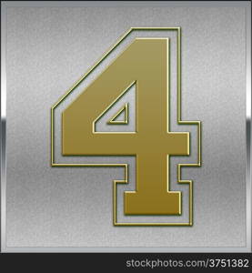 Gold on Silver Number 4 Position, Place Sign or Medal