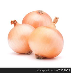 Gold onion vegetable bulbs on white background cutout